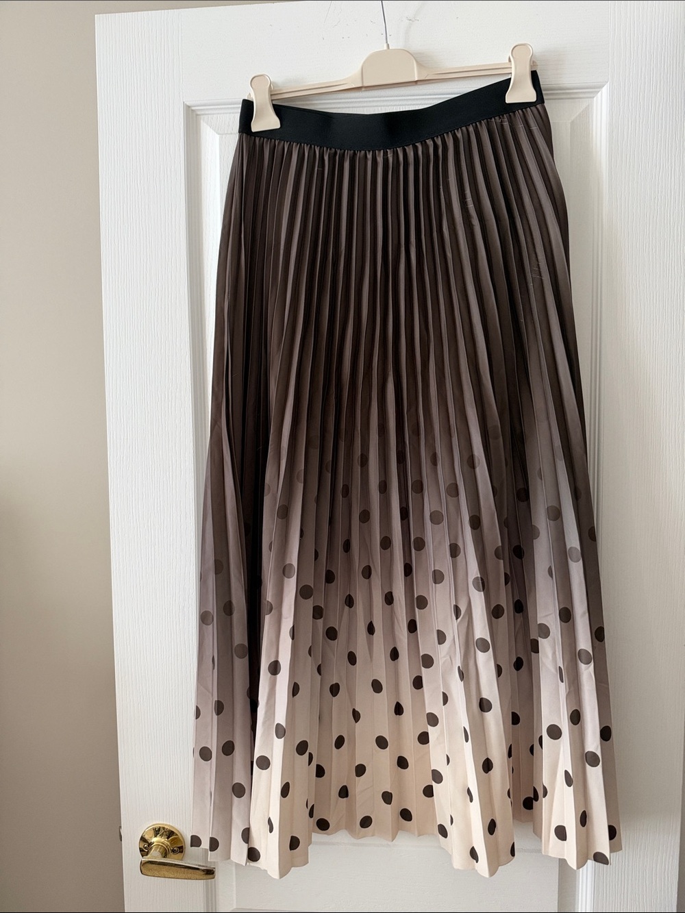 Pleated Polka Dot Midi Skirt in hunter green Ombre